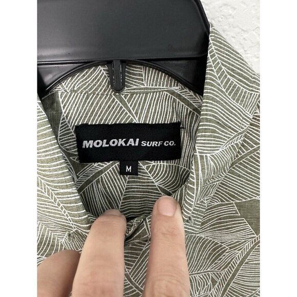 Molokai Surf‎ Co. Shirt Men's Medium Button Down Floral Hawaiian Floral Surfer - Picture 3 of 11